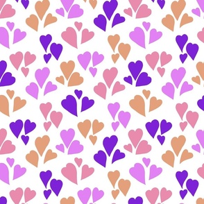 PURPLE AND SALMON CLUSTER HEARTS 00 MEDIUM