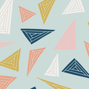 Triangles in retro colors on baby blue 24