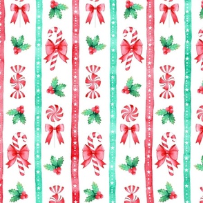 Candy Cane Stripes in Watercolor - Magic of Christmas Collection