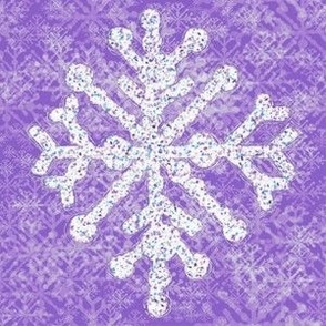 Small Snowflakes Fabric - Purple/Gray