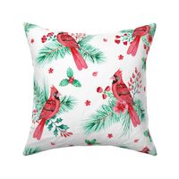 Red Cardinal Birds in Watercolor on White - Magic of Christmas Collection