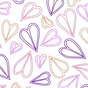 PURPLE AND SALMON TOSSED HEARTS 04 LARGE