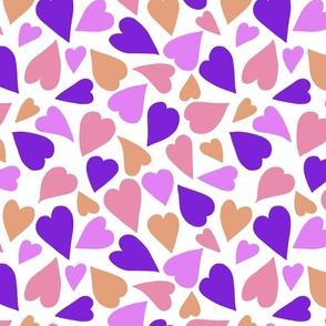 PURPLE AND SALMON TOSSED HEARTS 00 MEDIUM