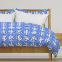 6x6 Royal Blue Snowflake Shadows Cheater Quilt