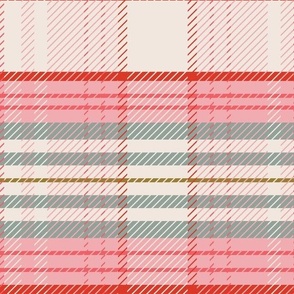 holiday plaids in cream pink green Christmas