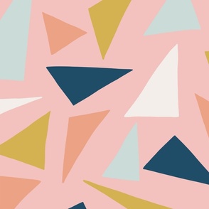 Large colorful triangles on pink 24