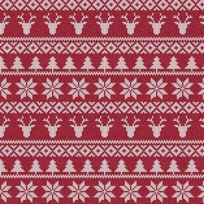 (4" scale) fair isle deer (red) || snowflake || winter knits C22