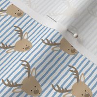 (small scale) reindeer - cute christmas reindeer - blue stripes - C22