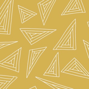 Large white outlined triangles on turmeric yellow 24