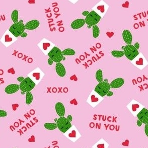 (med scale) Stuck on you - Cactus Valentines - dark pink C22