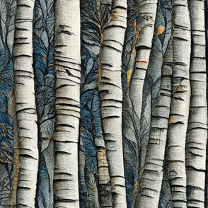 Birch Trees in the Winter Forest