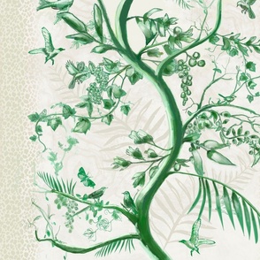 TREE OF LIFE
MONOCHROMATIC GREENS ON OFF WHITE 