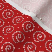 White swirl snails on red - small scale print