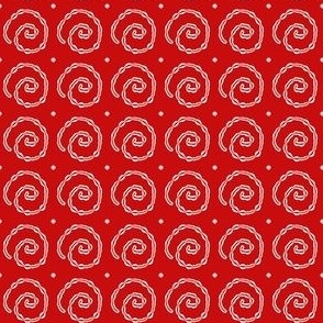White swirl snails on red - small scale print