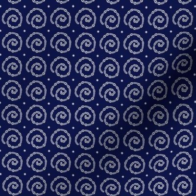 White swirl snails on navy blue - small scale print