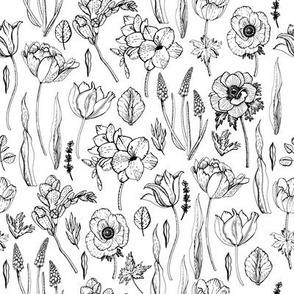 Graphic patten Delicate flowers