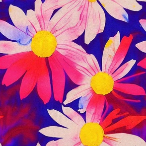 Flowers in Bright Pastels in Batik Watercolor