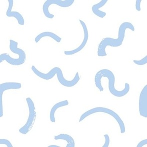 Squiggles blue on white