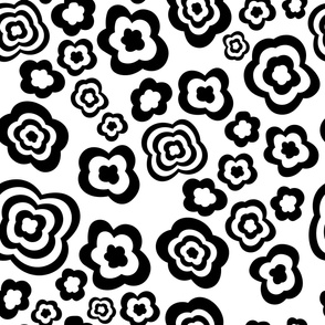 (large) abstract floral shapes black on white