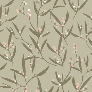 Wattle - Coral on Sage Green - Small