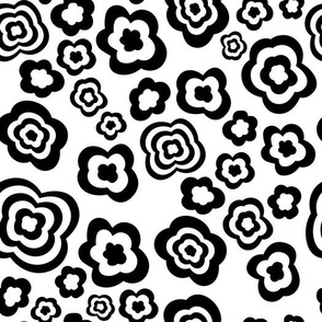 (medium) abstract floral shapes black on white