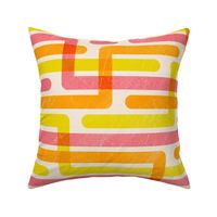 Bold deformed geometric stripes 24inch marigold #EF9F04 watermelon #DF737B lemon lime #EBDD1F 