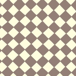 hand drawn diagonal checkered - taupe and cream - "large"