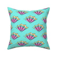 colorful fans on turquoise| large
