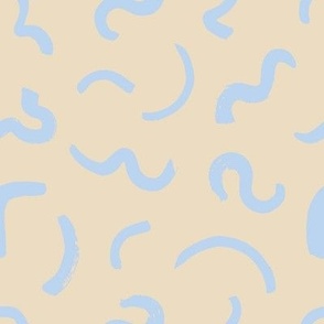 Light blue squiggles on neutral colour beige/cream