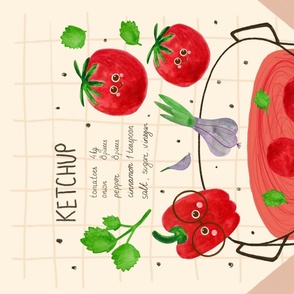 Recipe Ketchup Watercolor tomatoes, pepper, herbs, vegetables