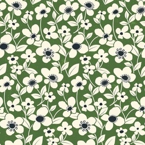 Retro Flower Field - Sap Green