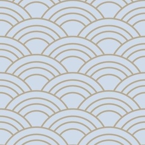 Chinese Circles - Taupe on Light Blue - Medium