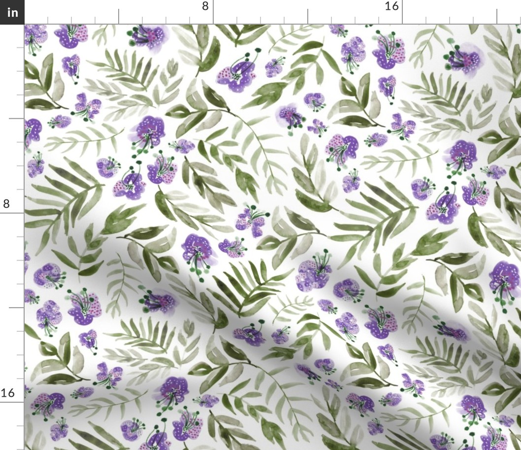 12" Floral in purple and sage