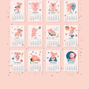 2023 Calendar with cute Pig