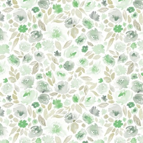 12" Floral in shades of pastel green