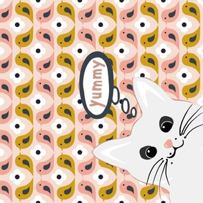 Wall hanging + Tea Towel Unexspected hungry cat blush