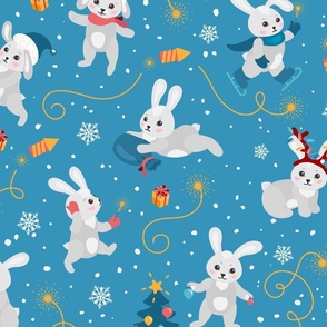 Christmas background with cute Rabbit