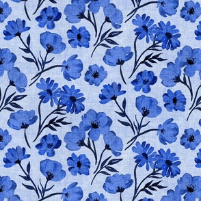Textured Monochrome Floral in Shades of Cornflower Blue - light background