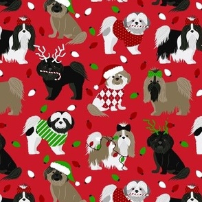 Shih Tzu Christmas Dog Red