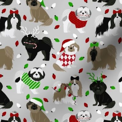 Shih Tzu Christmas Dog Gray