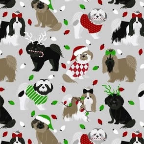 Shih Tzu Christmas Dog Gray