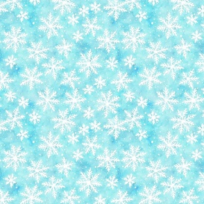 Snowflakes Watercolor Pale Blue Medium