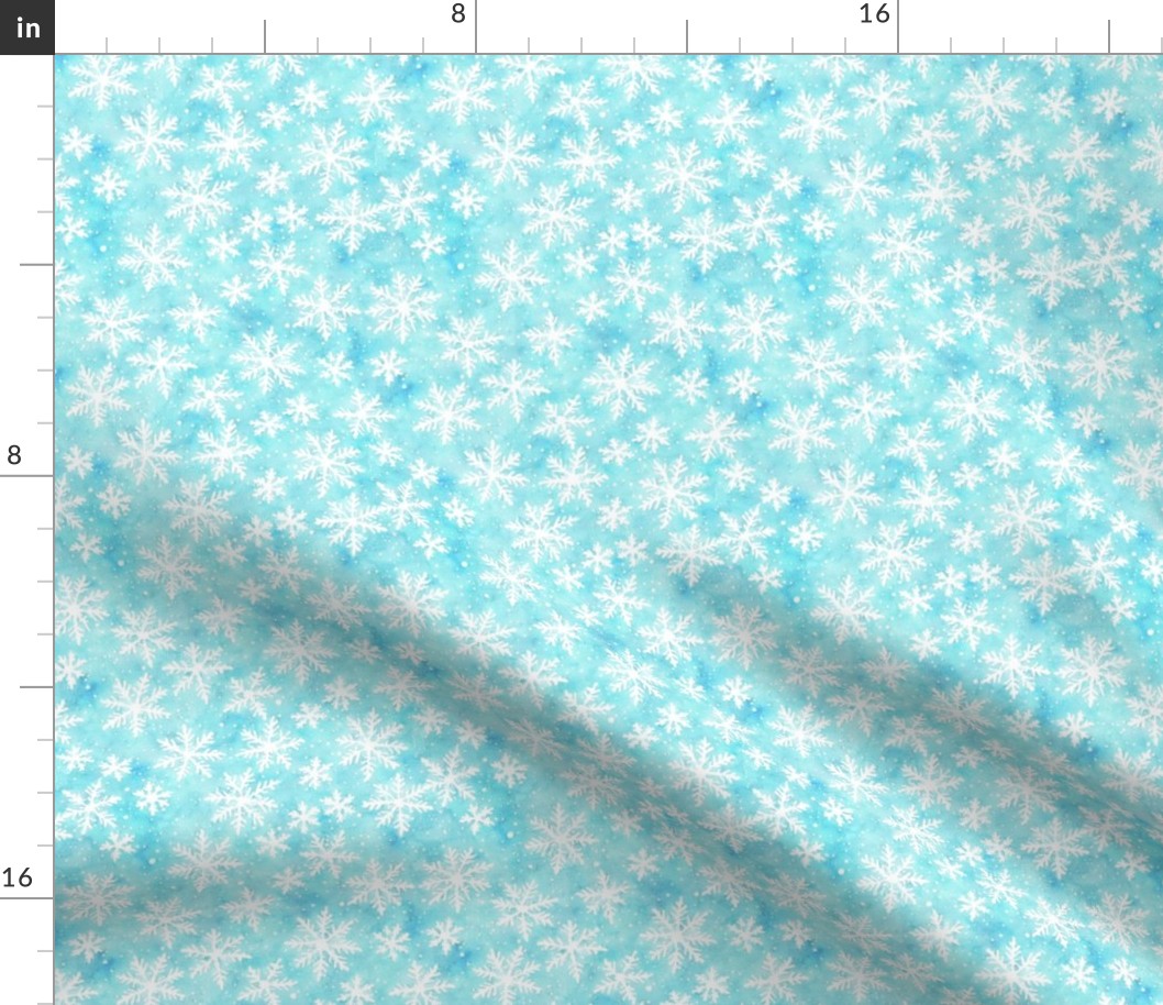 Snowflakes Watercolor Pale Blue Small 