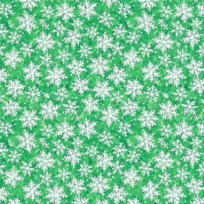 Snowflakes Green Christmas Watercolor Medium 