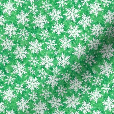 Snowflakes Green Christmas Watercolor Small 