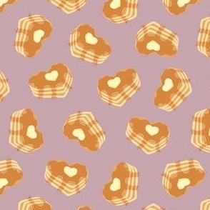 (small scale) heart shaped pancakes - mauve - LAD22