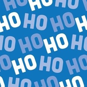 Ho Ho Ho - Christmas Santa - Ho Ho Ho Pattern - Blue White - Christmas Fabric Cute - LAD20