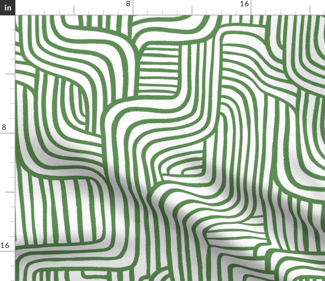 Modern Maze Mudcloth in Kelly green and cream