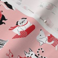 Vintage Christmas Dog and Cats - pink