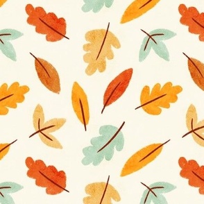 Fall Leaves - Orange and mint Green_medium